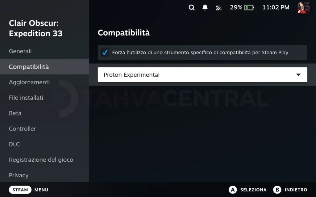 impostazioni grafiche di clair obscur su steam deck